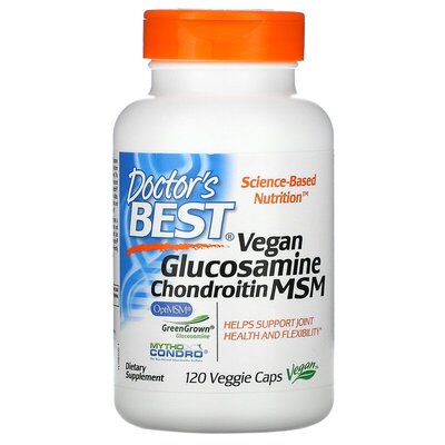 Глюкозамін, хондроїтин МСМ Doctor's Best Vegan Glucosamine Chondroitin MSM для веганів, 120 вегетаріанських капсул