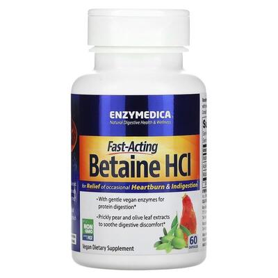 Бетаїн гідрохлорид Enzymedica Betaine HCI швидкої дії, 60 капсул