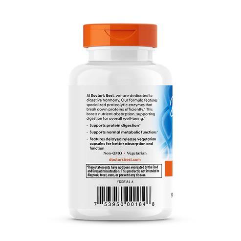 Протеолітичні ферменти Doctor's Best Proteolytic Enzymes, 90 вегетаріанських капсул з відстроченим вивільненням