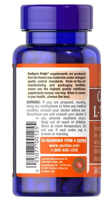 Кофеин и L-теанин Puritan's Pride Caffeine & L-Theanine, 30 капсул