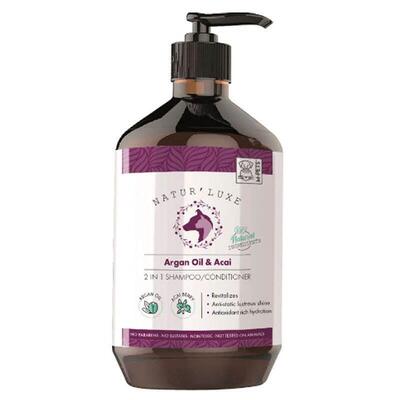 Шампунь-кондиционер M-Pets Natur'Luxe Argan Oil&Acai 2 in 1 для собак с аргановым маслом и асаи 2 в 1, 500 мл