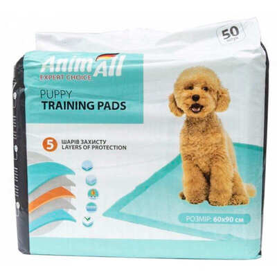 Пеленки для собак и щенков AnimAll Puppy Training Pads 60 х 90 см, 50 штук