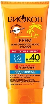 Крем для безпечної засмаги Біокон Високий захист SPF 40, 160 мл