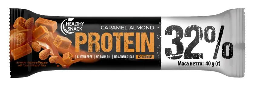 Батончик протеїновий Healthy snack Protein 32% зі смаком карамель-мигдаль, 40 г