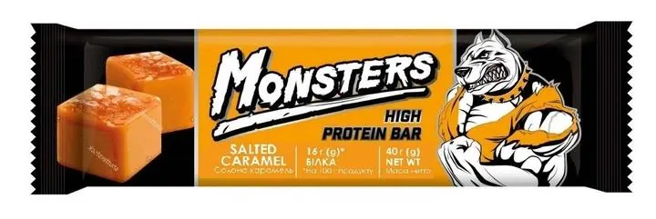 Батончик протеїновий Monsters High Protein Bar зі смаком солоної карамелі, 40 г