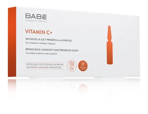 Ампули-концентрат Babe Laboratorios Ampule Solution Vitamin C+ для депігментації з антиоксидантним ефектом, 10 шт х 2 мл
