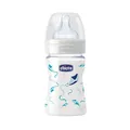 Пляшка скляна Chicco Well-Being з соскою силіконовою, нормальний потік, 150 мл