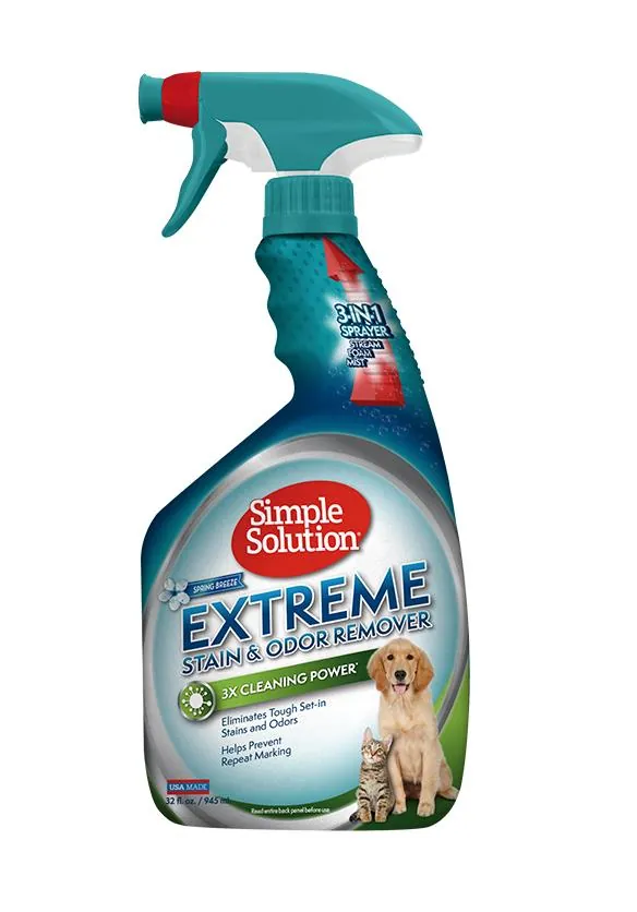 Засіб для нейтралізації запахів і видалення стійких плям Simple Solution Extreme Stain & Odor Remover Spring Breez, 945 мл