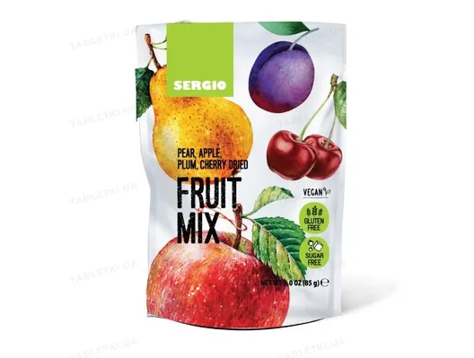 Сухофрукти SERGIO Fruit Mix груша, яблуко, слива, вишня, 85 г