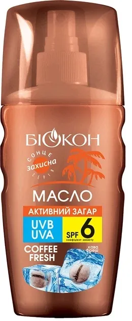 Олія сонцезахисна Біокон SPF6 Активна засмага Coffee Fresh, 160 мл