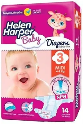 Підгузки Helen Harper Baby розмір 3 Midi, 4-9 кг, 14 шт