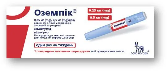 Оземпік розчин д/ін. 0,25 мг/0,5 мг/дозу по 1.5 мл №1 у картр., вклад. у шпр.-руч. з 6 голк. НовоФайн® Плюс