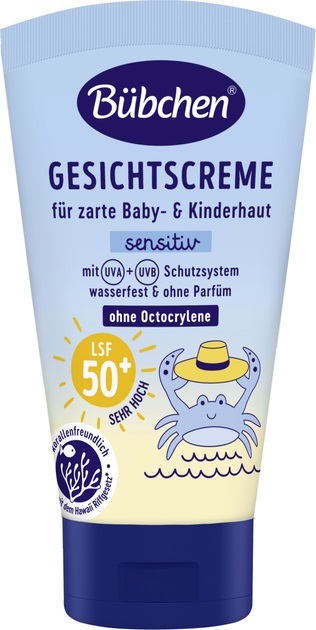 Крем солнцезащитный Bubchen Sensitive SPF50 детский для лица, 50 мл