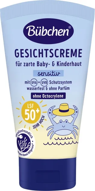 Крем сонцезахисний Bubchen Sensitive SPF50 дитячий для обличчя, 50 мл