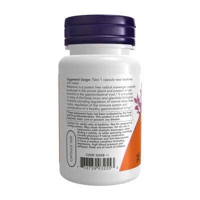 Мелатонін NOW Melatonin 3 мг вег. капсули №60