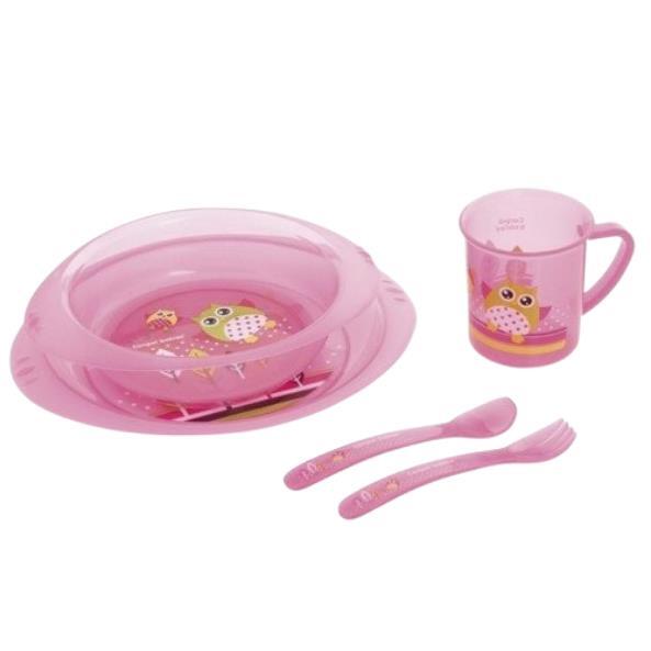 Набор посуды Canpol babies Cute Animals пластиковый столовый, совы, розовый, 4/405_pin