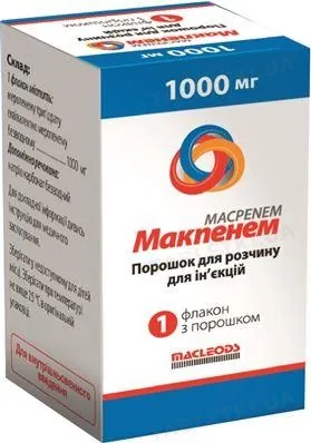 Макпенем порошок для р-ну д/ін. по 1000 мг №1 у флак.