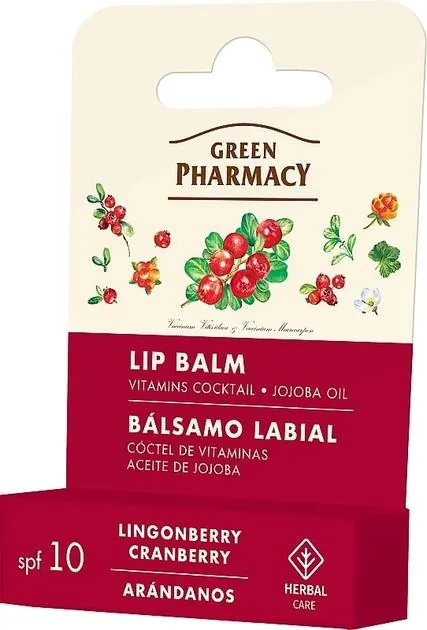 Бальзам для губ Green Pharmacy Брусниця та Журавлина вітамінний коктейль, 3,6 г