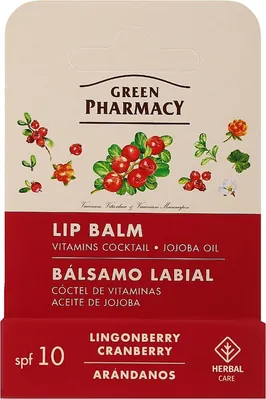 Бальзам для губ Green Pharmacy Брусниця та Журавлина вітамінний коктейль, 3,6 г
