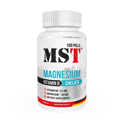 Магний и витамин В6 MST Nutrition Magnesium chelate + B6, 100 таблеток