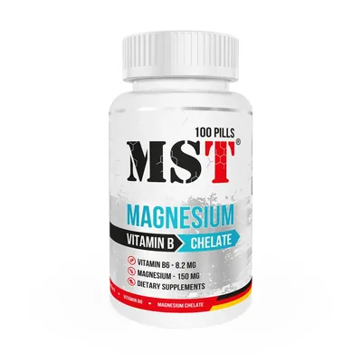 Магній та вітамін В6 MST Nutrition Magnesium chelate + B6, 100 таблеток