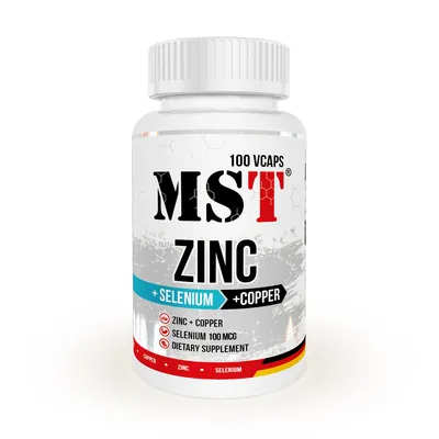 Мінеральний комплекс MST Nutrition Zn + Selenium + Copper, 100 рослинних капсул