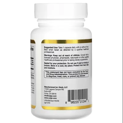 L-теанин California Gold Nutrition L-Theanine 100 мг вег. капсули №30