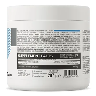 Глютамін OstroVit L-Glutamine 1250 мг, 150 капсул
