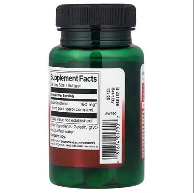 Бета-ситостерол Swanson Beta-Sitosterol, 60 гелевих капсул