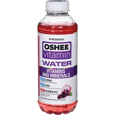 Напій негазований Oshee Vitamin Water вітамізований червоний виноград та пітахая, 555 мл