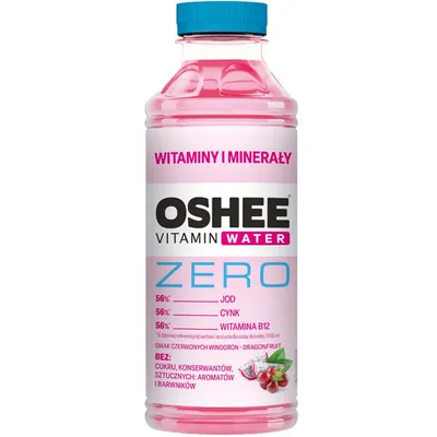 Напій негазований Oshee Vitamin Water Zero вітамізований червоний червоний виноград та пітахая, без цукру, 555 мл