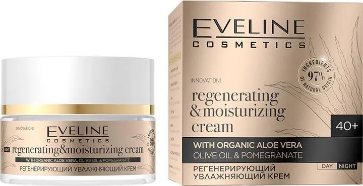 Крем для обличчя Eveline Organic Gold регенеруючий зволожуючий, 50 мл