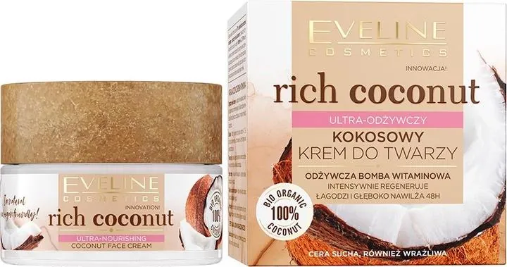Крем для обличчя Eveline Rich Coconut ультрапоживний, 50 мл