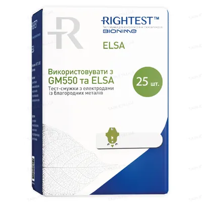 Тест-смужки Bionime Rightest Elsa GМ 550 для глюкометра, 25 штук