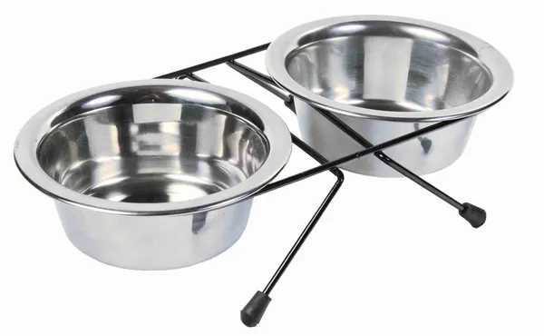Миска для собак Trixie 24831 подвійна на підставці металева, 2х0,45 л/12 см