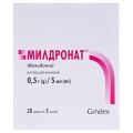 Милдронат раствор д/ин. 100 мг/мл по 5 мл №20 (5х4) в амп.
