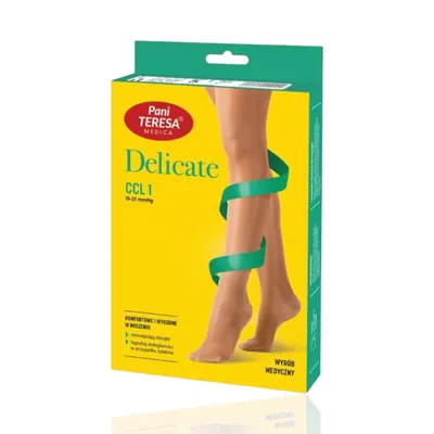 Гольфи компресійні Pani Teresa DELICATE CCL PT0433 клас компресії 1, закритий носок, короткі, колір світло-бежевий, розмір S
