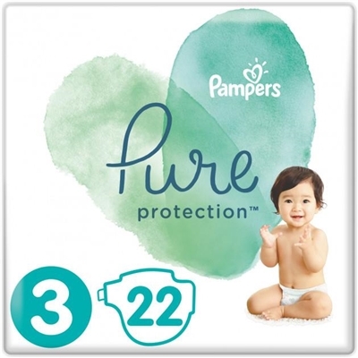 Підгузки дитячі Pampers Pure Protection розмір 3 Midi, 6-10 кг, 22 шт