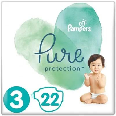 Підгузки дитячі Pampers Pure Protection розмір 3 Midi, 6-10 кг, 22 шт