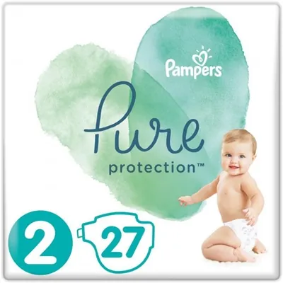Підгузки дитячі Pampers Pure Protection розмір 2 Mini, 4-8 кг, 27 шт