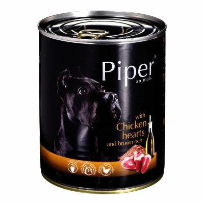 Консерва для собак Dolina Noteci Piper Курячі серця з коричневим рисом, 800 г