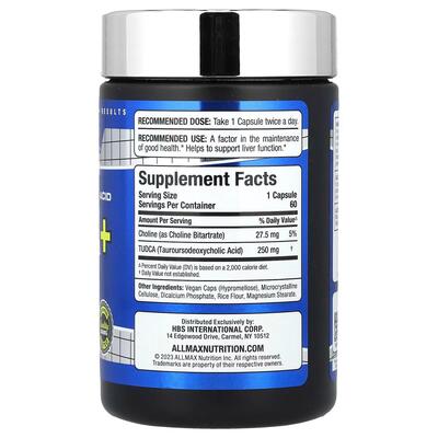 Тауроурзодезоксихолиевая кислота AllMax Nutrition TUDCA+, 60 капсул