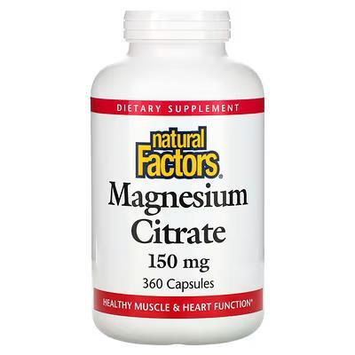 Магний цитрат Natural Factors Magnesium citrate 150 мг, 360 капсул