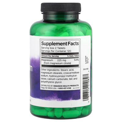 Магний Цитрат Swanson Magnesium citrate, 240 таблеток