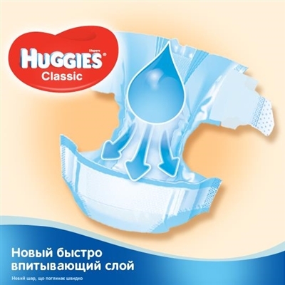 Підгузки Huggies Classic дитячі розмір 5, 11-25 кг, 58 шт