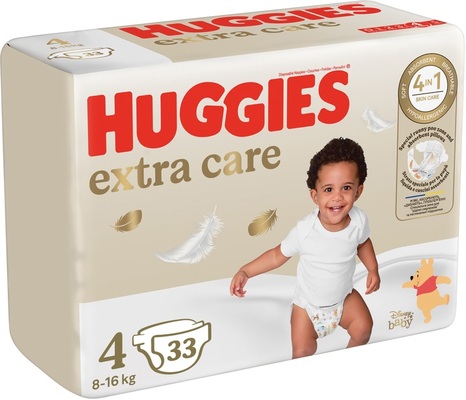 Підгузки Huggies Extra Care дитячі, розмір 4, 8-16 кг, 33 шт