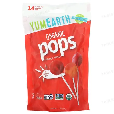 Льодяники органічні YumEarth Organic Pops асорті 87 г, 14 льодяників в індивідуальній упаковці