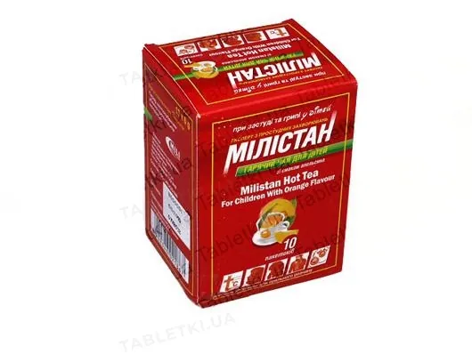 Мілістан гарячий чай для дітей зі смаком апельсина порошок д/приг. р-ну д/внут. заст. №10 у пак.