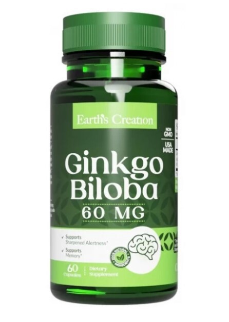 Гинкго билоба Earth's Creation Ginkgo Biloba 60 мг, 60 капсул