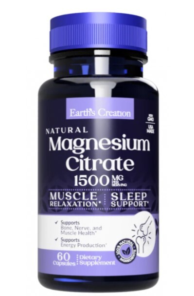 Магния цитрат Earth's Creation Magnesium Citrate 1500 мг, 60 капсул